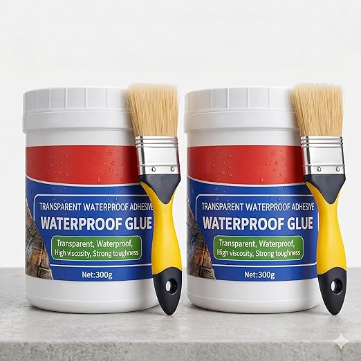 Transparent Waterproof Glue Plus Brush (Pack of 2)